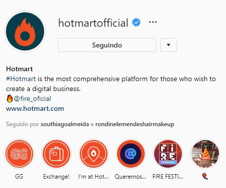 exemplo de destaques nos stories no Instagram da Hotmart