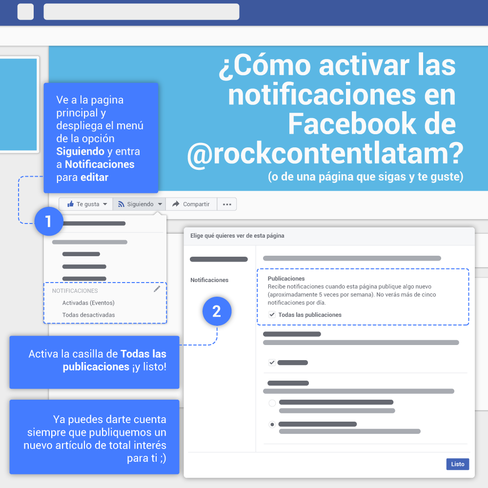 Contenidos para Facebook: activar notificaciones