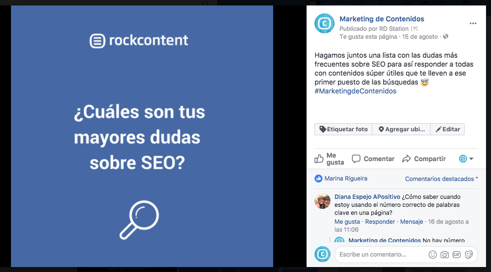 Contenidos para Facebook: formato de pregunta