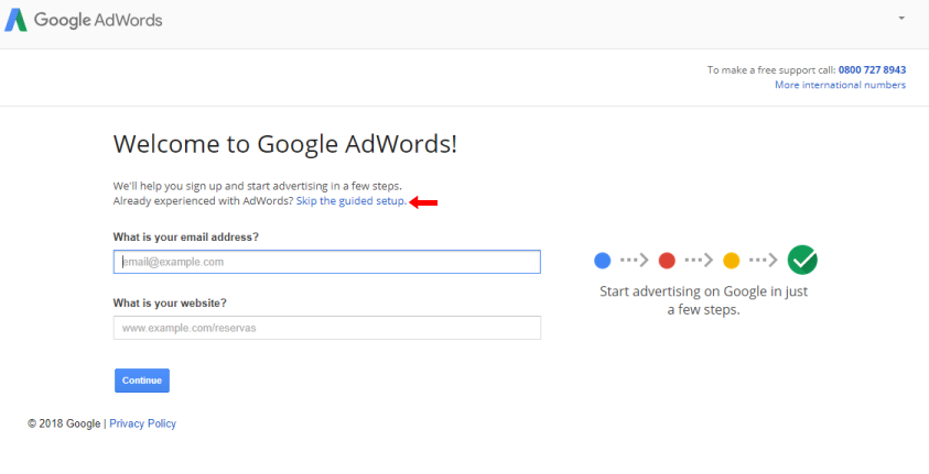 Advertise on Google - Welcome page of Google Adwords 