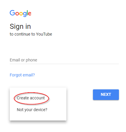 Create a YouTube channel - example on how to sign in 2