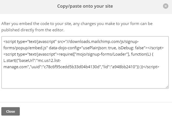 MailChimp - copiar codigo