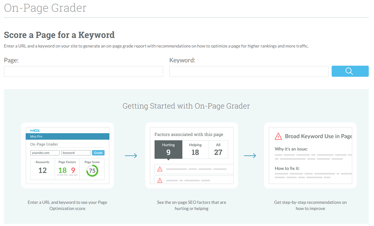 print do MOZ On-page Grader