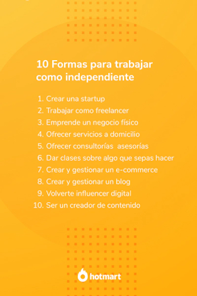 Imagen de la lista de 10 formas para trabajar como independiente generando autoempleo.