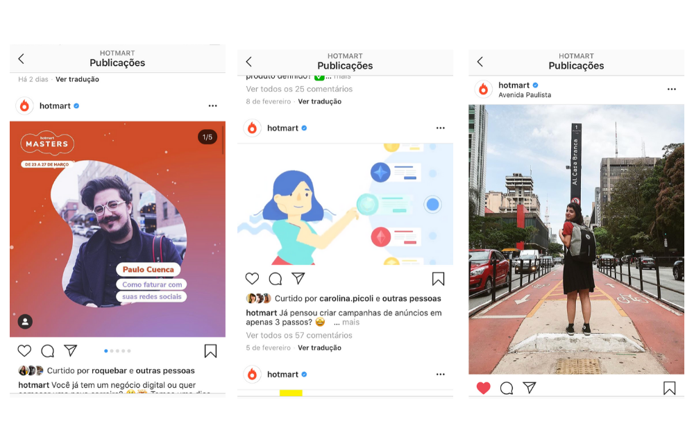 Posts no Instagram da Hotmart
