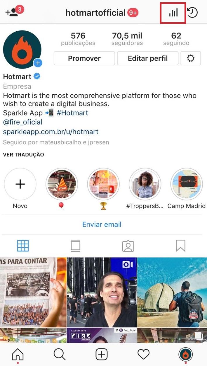 métricas para Instagram - imagem do perfil da Hotmart