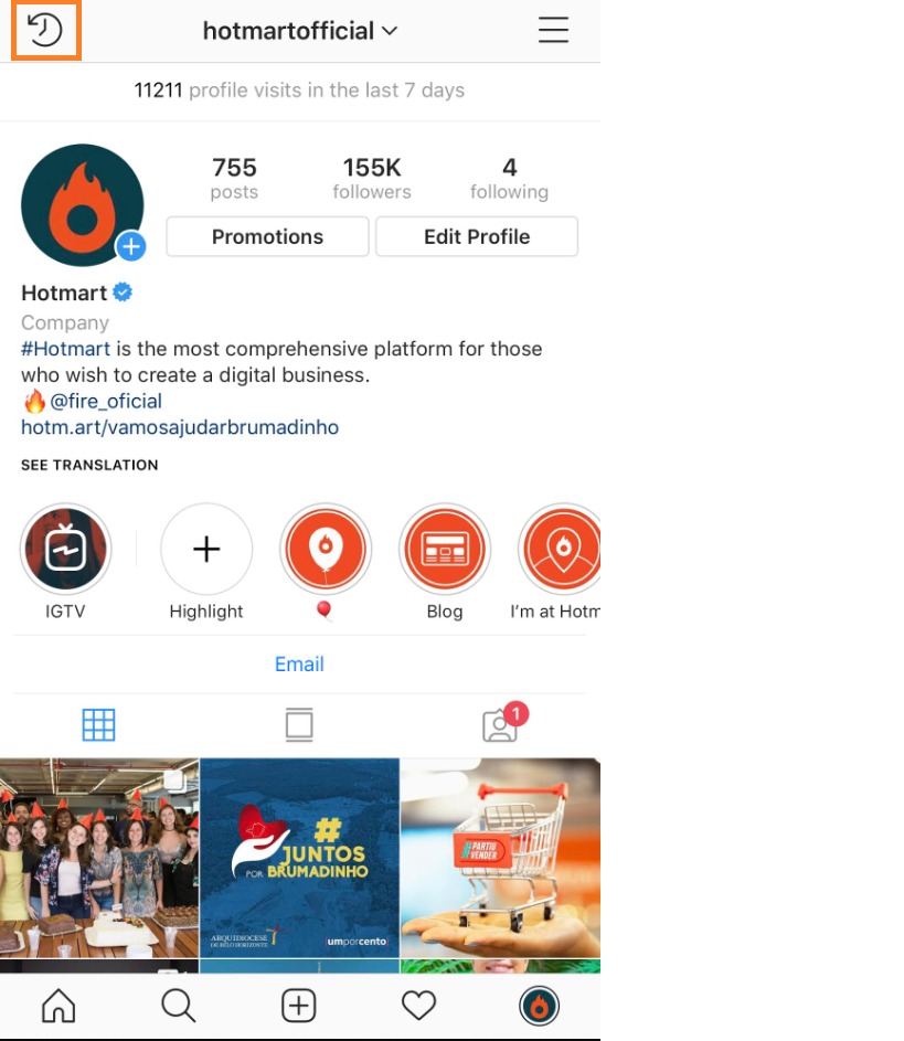 how to be successful on Instagram - image of Hotmart's profile on Instagram