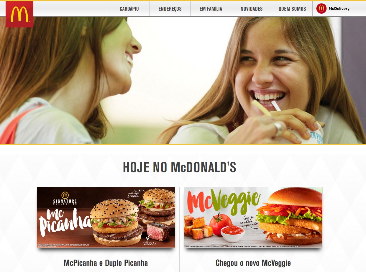 marketing empresarial - imagem do site do Mc Donald's