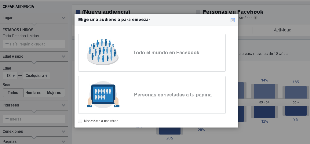 Audience Insights de Facebook - elegir una audiencia