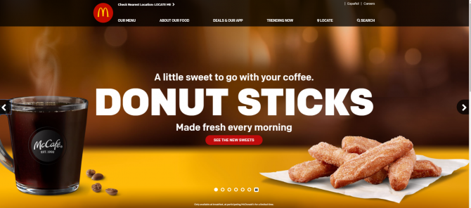 corporate marketing - An example of McDonald’s website.