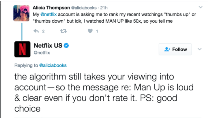Example of Netflix’s interaction with its fans.