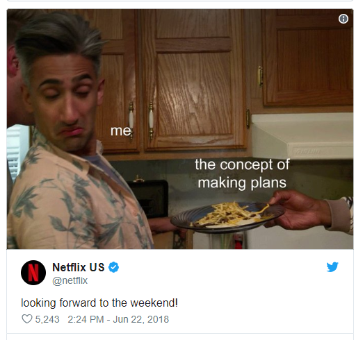 Example of a Netflix post on itsTwitter account.