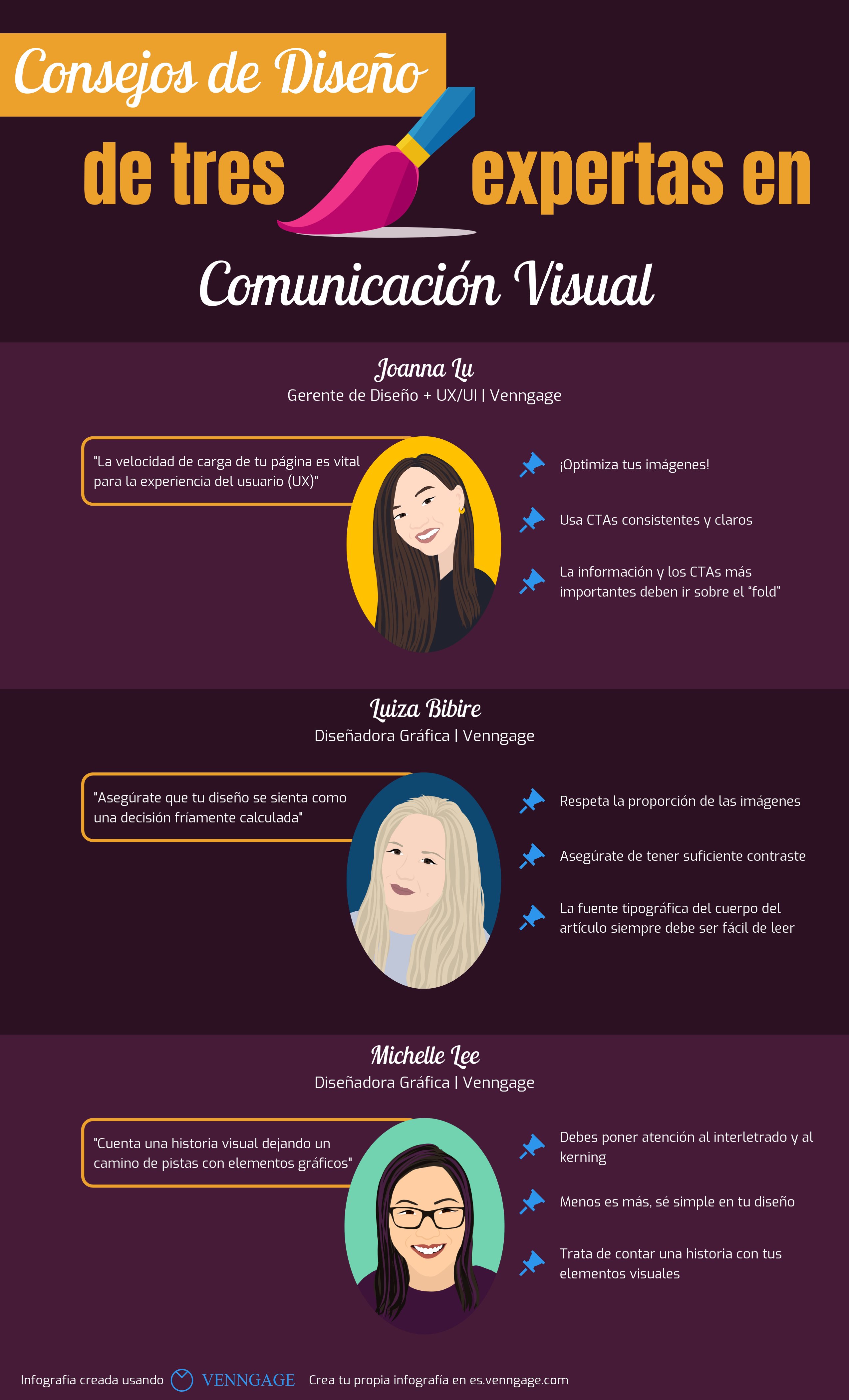 comunicación visual - infografía con consejos de 3 expertas en marketing digital