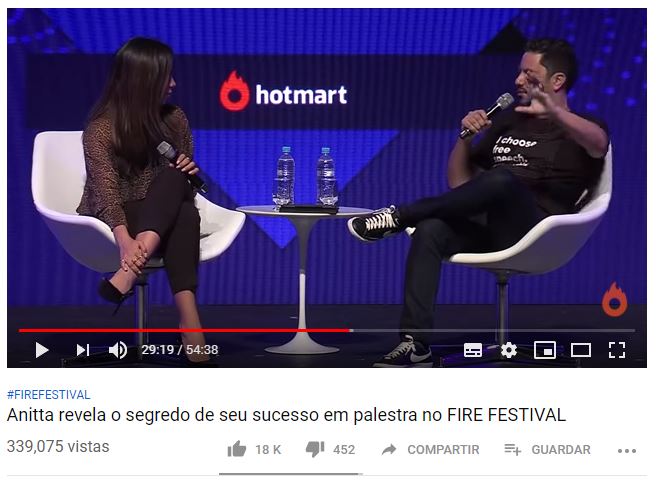 print del video de Anitta en el FIRE Festival Hotmart