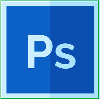 في الصورة حرف p و s بالانجليزية، رمز وشعار البرنامج فوتوشوب - برامج مجموعة adobe