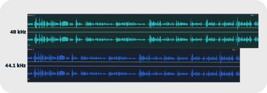 Qualidade do áudio - Áudios em 44.1 kHz e 48 kHz em uma mesma timeline
