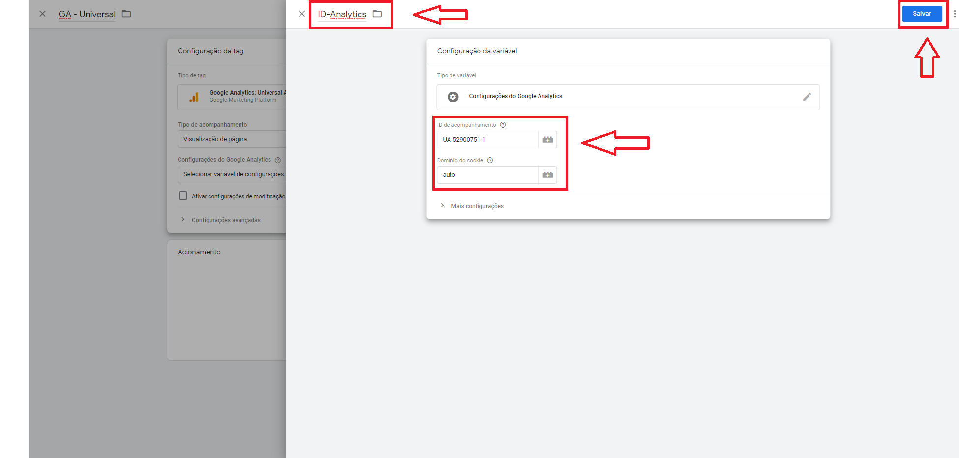 Google Tag Manager: inserindo o o ID de acompanhamento da sua conta do GA no GTM