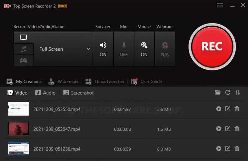 Imagen del programa para grabar pantalla iTop Screen Recorder abierto.