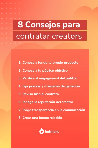 Imagem de la lista de 8 consejos para que empresas o emprendedores puedan contratar content creators.