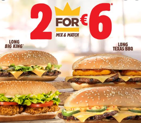Branding - Brand strategy - the image of 4 sandwiches and the text: " 2 for 6" and the graph of a crown.