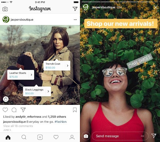 Imagen que muestra Instagram Shopping, principal herramienta para vender en Instagram.