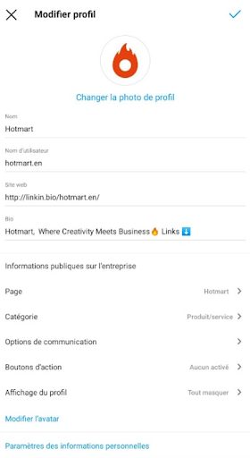 Hotmart.en copie d'écran bio instagram 2
