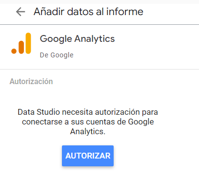 Imagen de cómo se realiza la integración de datos propios con Google Data Studio.