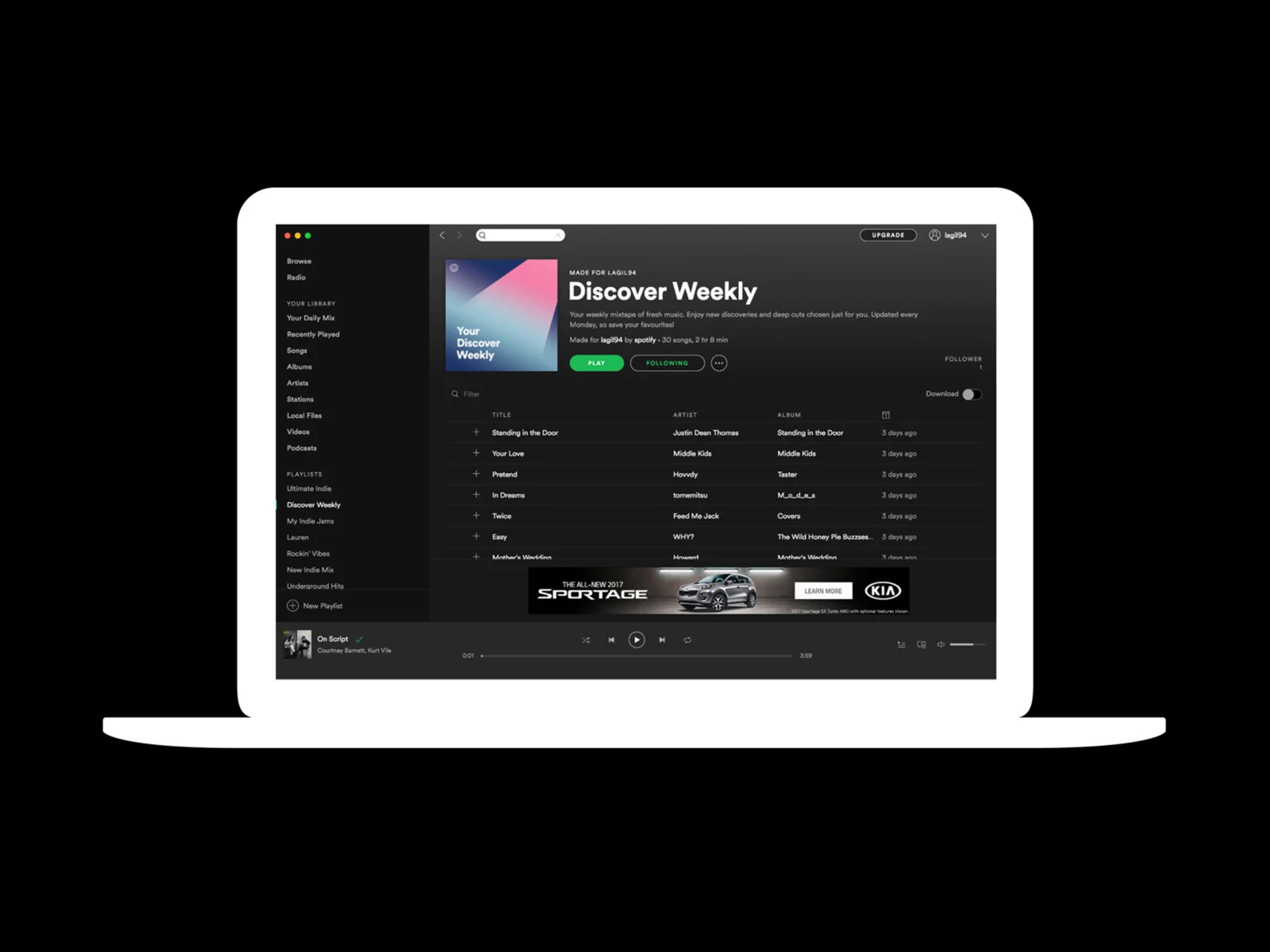 Imagen del formato Leaderboard para Spotify, un anuncio que aparecerá por 30 segundos.