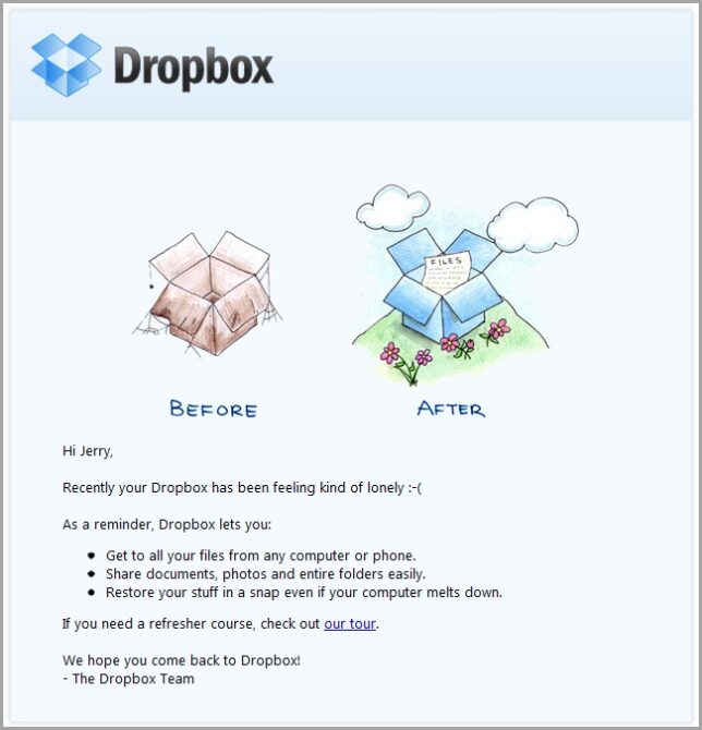 Modelos de email marketing - DropBox