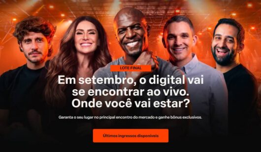 Banner promocional com cinco palestrantes anuncia os ingressos Hotmart Fire, destacando lote final, últimos ingressos disponíveis e encontro presencial do mercado digital em setembro.
