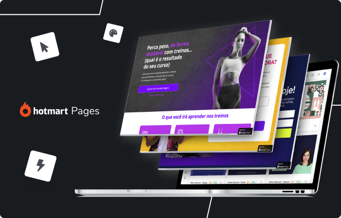Imagem com a interface do Hotmart Pages