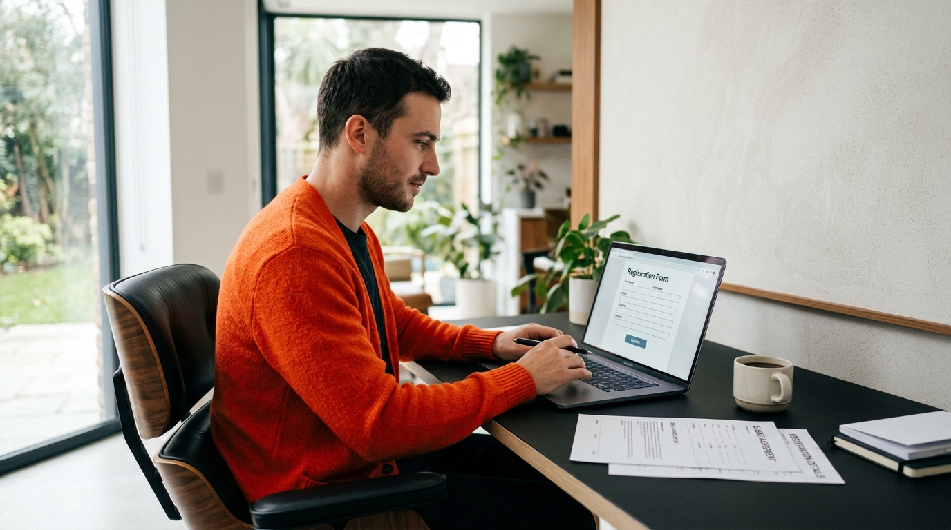 Empreendedor preenchendo cadastro de inscrição estadual online