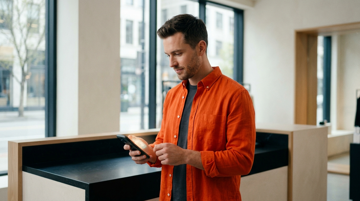Cliente conferindo nota fiscal eletrônica pelo celular