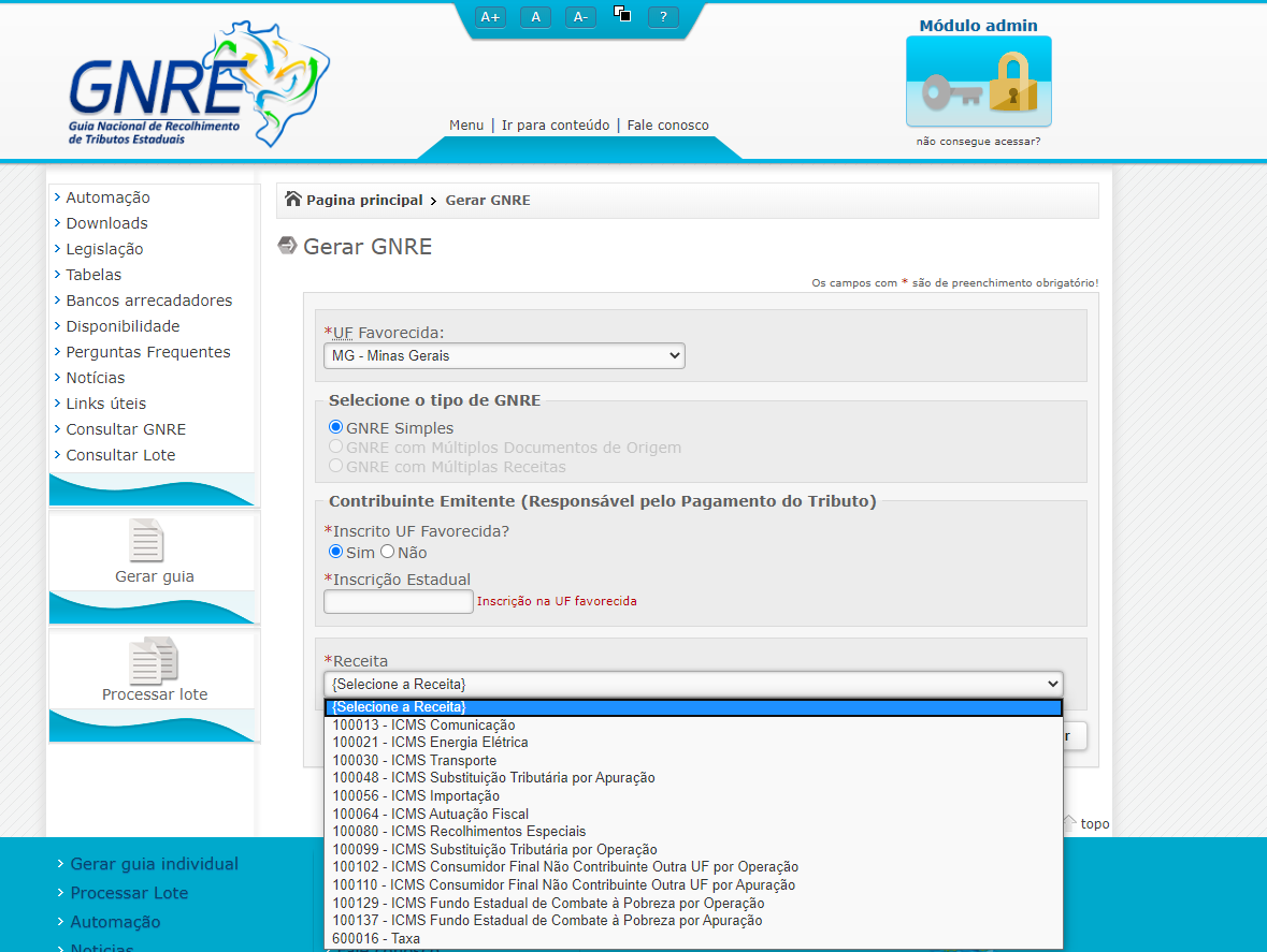 gerar gnre