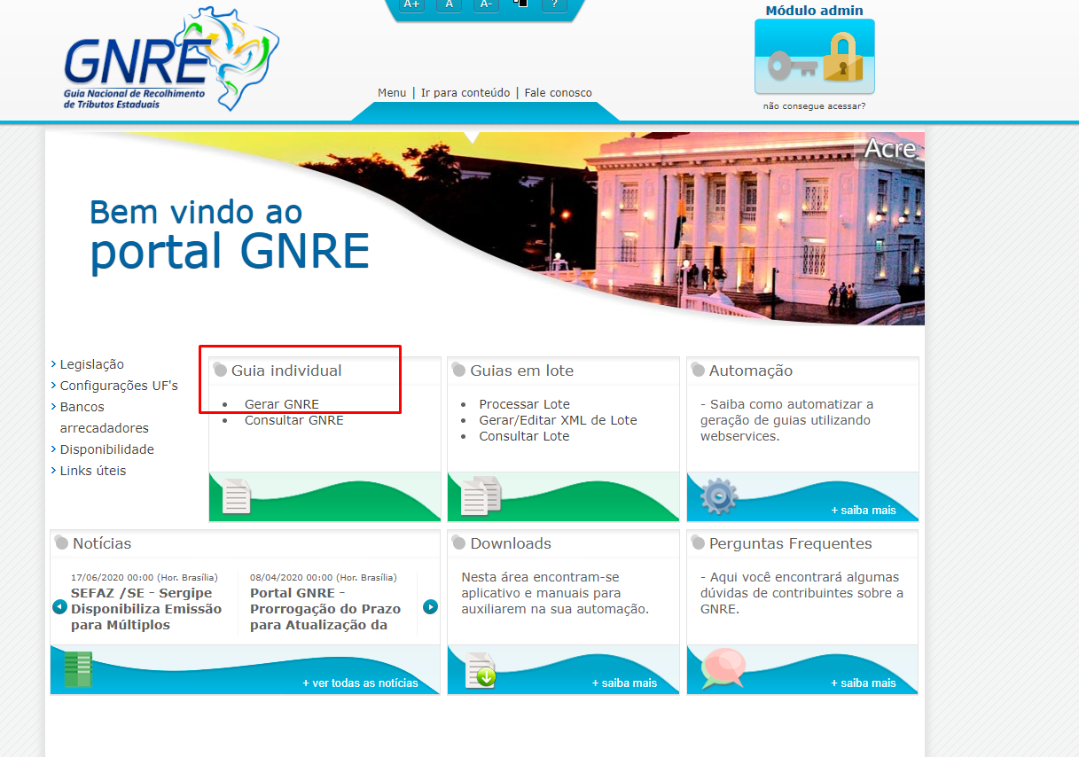 gerar guia GNRE