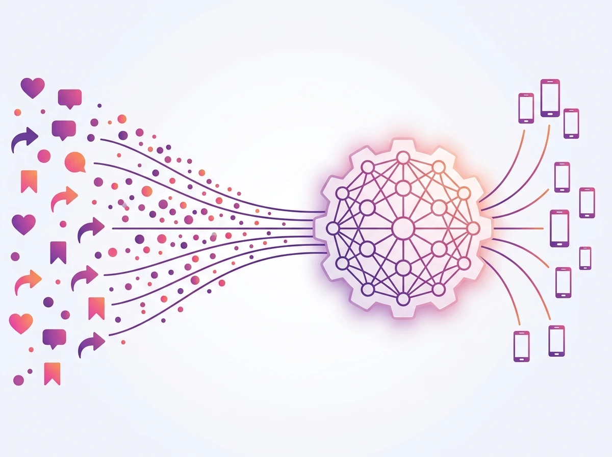 illustration representing how engagement influences the Instagram algorithm