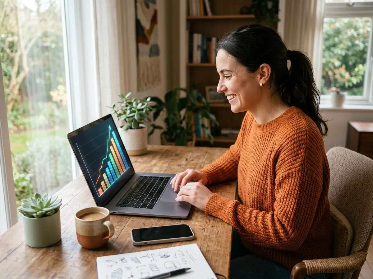 Páginas para ganar dinero: persona feliz ganando dinero en páginas de internet