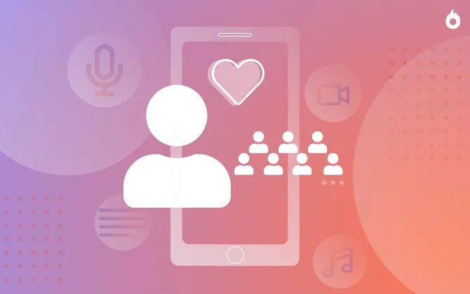 Illustration of a customer on a smartphone surrounded by icons representing customer experience