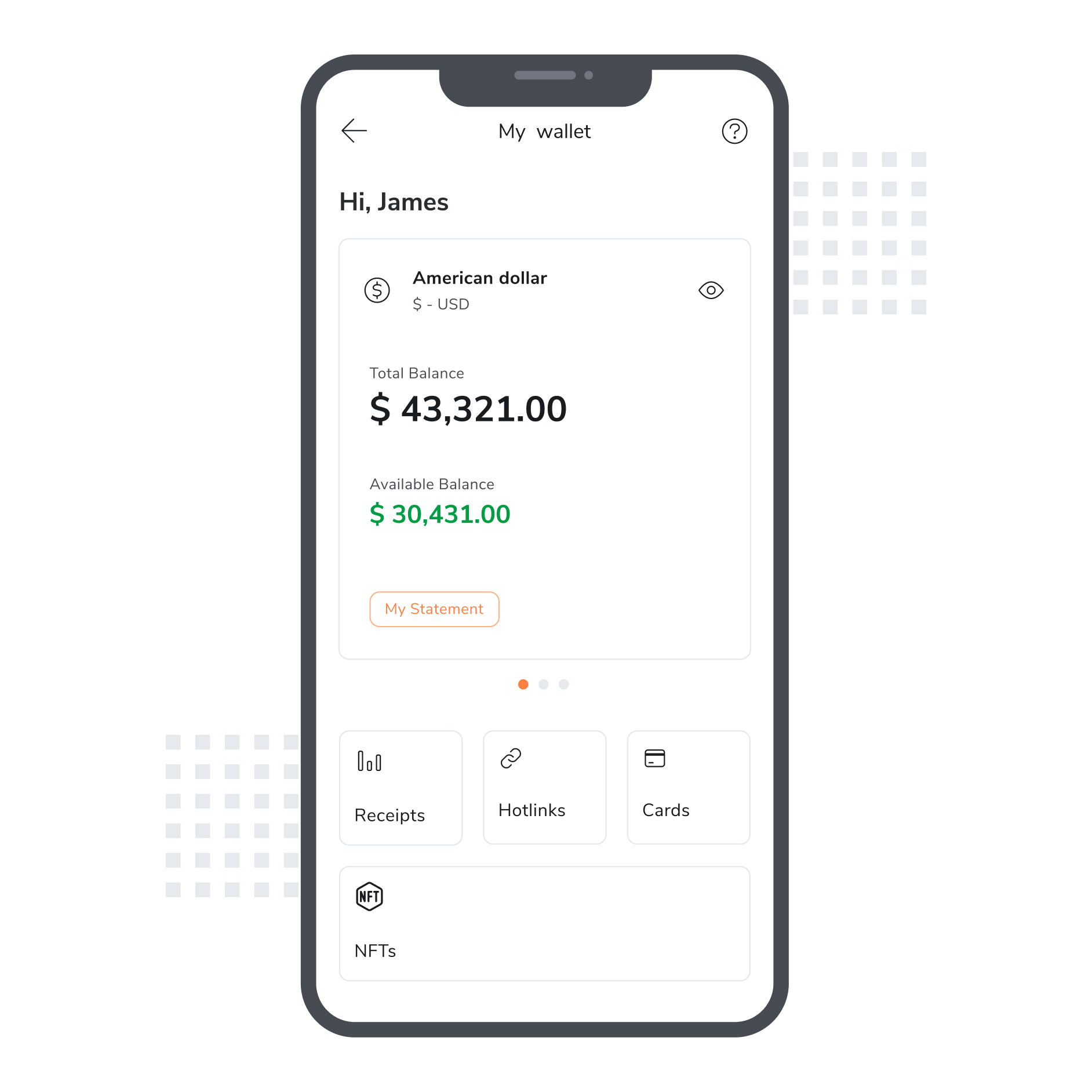 A smartphone screen showing the Wallet section of the Hotmart app with the current account balance