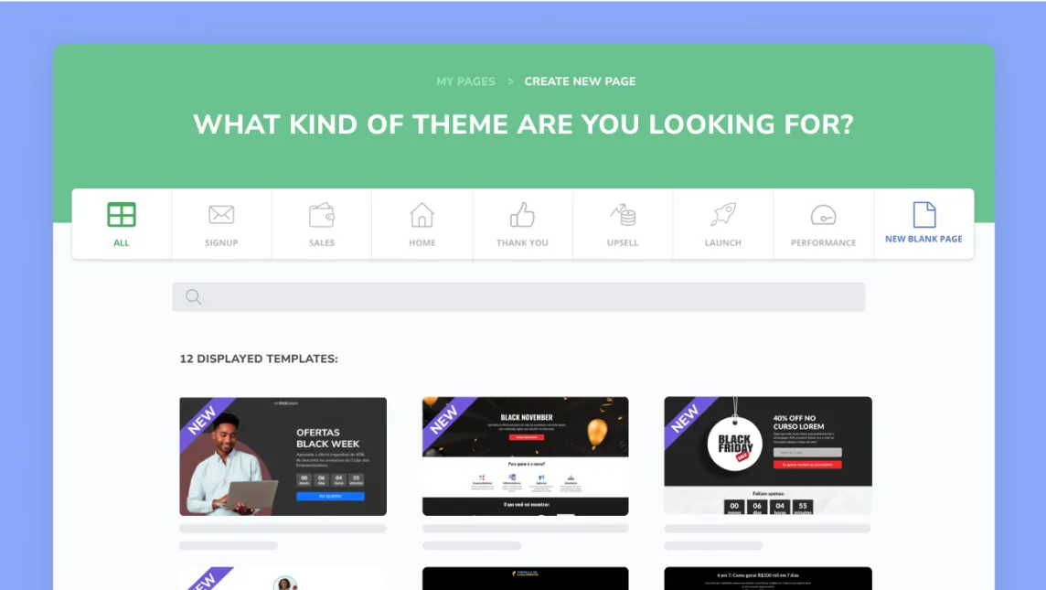 Screenshot of the “Page Creator” solution on the Hotmart platform.