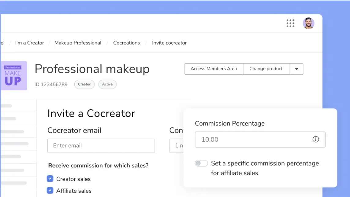 Screenshot of a cocreation on the Hotmart platform.